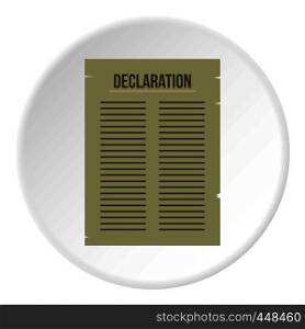 Declaration of Independence icon in flat circle isolated vector illustration for web. Declaration of Independence icon circle