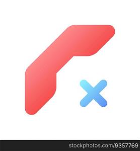 Decline call pixel perfect flat gradient color ui icon. Cancel dialing. Calling failure. Messenger. Simple filled pictogram. GUI, UX design for mobile application. Vector isolated RGB illustration. Decline call pixel perfect flat gradient color ui icon