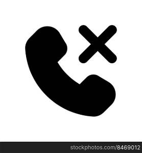 Decline phone call black glyph ui icon. Reject feature. Ending conversation. User interface design. Silhouette symbol on white space. Solid pictogram for web, mobile. Isolated vector illustration. Decline phone call black glyph ui icon