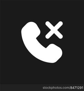 Decline phone call dark mode glyph ui icon. Reject feature. Ending option. User interface design. White silhouette symbol on black space. Solid pictogram for web, mobile. Vector isolated illustration. Decline phone call dark mode glyph ui icon