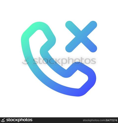 Decline phone call pixel perfect gradient linear ui icon. Reject feature. Ending conversation option. Line color user interface symbol. Modern style pictogram. Vector isolated outline illustration. Decline phone call pixel perfect gradient linear ui icon