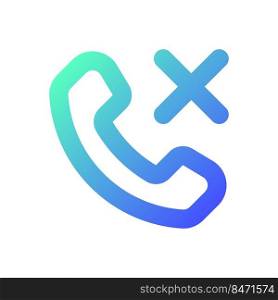 Decline phone call pixel perfect gradient linear ui icon. Reject feature. Ending conversation option. Line color user interface symbol. Modern style pictogram. Vector isolated outline illustration. Decline phone call pixel perfect gradient linear ui icon