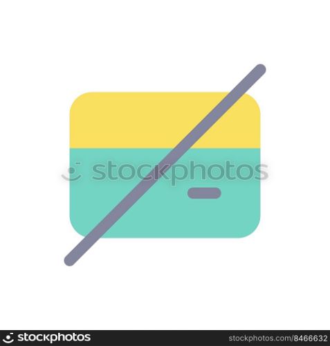 Declined payment flat color ui icon. Incomplete financial operation. Expired credit card. Simple filled element for mobile app. Colorful solid pictogram. Vector isolated RGB illustration. Declined payment flat color ui icon