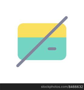 Declined payment flat color ui icon. Incomplete financial operation. Expired credit card. Simple filled element for mobile app. Colorful solid pictogram. Vector isolated RGB illustration. Declined payment flat color ui icon