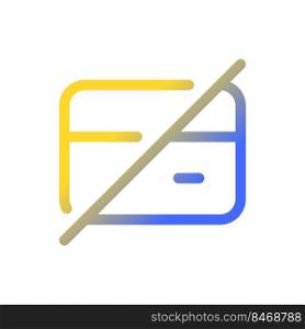Declined payment pixel perfect gradient linear ui icon. Incomplete financial operation. Credit card. Line color user interface symbol. Modern style pictogram. Vector isolated outline illustration. Declined payment pixel perfect gradient linear ui icon