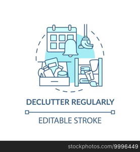 Declutter regularly concept icon. Habits to prevent clutter idea thin line illustration. Declutter, housekeeping and cleaning-out. Vector isolated outline RGB color drawing. Editable stroke. Declutter regularly concept icon