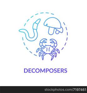 Decomposers concept icon. Food chain final link, reducers. Biological process in nature idea thin line illustration. Vector isolated outline RGB color drawing