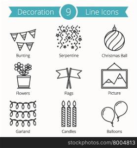 Decoraion Objects Line Icons