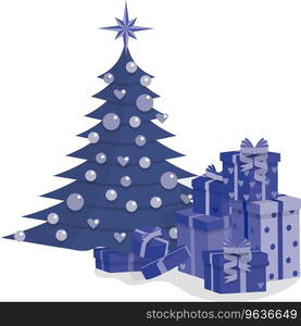 Decorated christmas tree and a pile colorful Vector Image