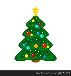 Decorated Christmas tree. Vector illustration. Flat. Vector illustration.