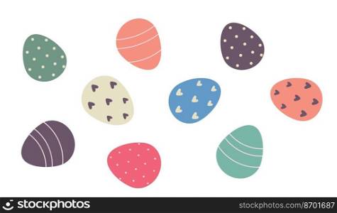 Decorated Easter egg isolated on white background. Vector flat illustration.  Decorated Easter eggs. Vector flat illustration