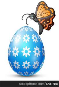 Decorated easter egg with butterfly