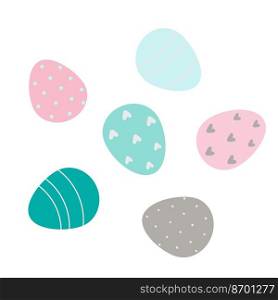 Decorated Easter eggs isolated on white background. Vector flat illustration. Decorated Easter eggs isolated on white background. Vector illustration
