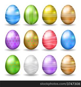 Decorated Easter eggs of various colors. Vector eps10.