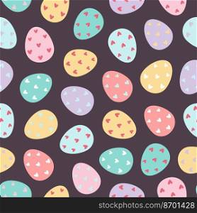Decorated Easter eggs seamless pattern. Easter background. Design for textiles, packaging, wrappers, greeting cards, paper, printing. Vector illustration. Decorated Easter eggs seamless pattern