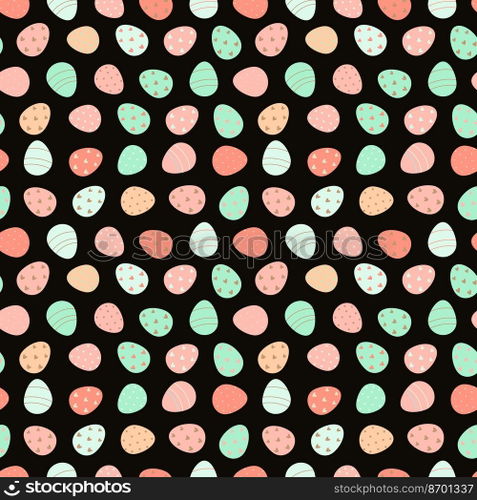 Decorated Easter eggs seamless pattern. Easter eggs background. Design for textiles, packaging, wrappers, greeting cards, paper, printing. Vector illustration. Decorated Easter eggs pattern. eggs pattern.