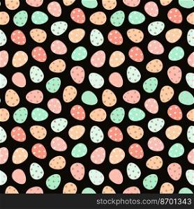 Decorated Easter eggs seamless pattern. Easter eggs background. Design for textiles, packaging, wrappers, greeting cards, paper, printing. Vector illustration. Decorated Easter eggs pattern. Easter eggs pattern