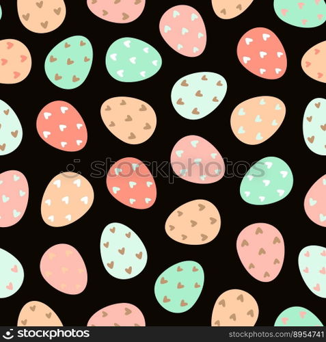 Decorated Easter eggs seamless pattern. Easter eggs background. Design for textiles, packaging, wrappers, greeting cards, paper, printing. Vector illustration. Decorated Easter eggs seamless pattern