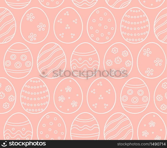 Decorated eggs as a symbol of the great Easter. Seamless pattern in doodle style. Hand drawn vector illustration. Decorated eggs as a symbol of the great Easter. Seamless pattern in doodle style. Hand drawn