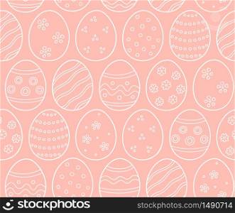 Decorated eggs as a symbol of the great Easter. Seamless pattern in doodle style. Hand drawn vector illustration. Decorated eggs as a symbol of the great Easter. Seamless pattern in doodle style. Hand drawn
