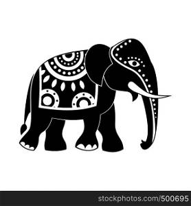Decorated elephant icon in simple style isolated on white background. Decorated elephant icon, simple style