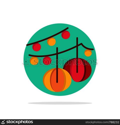 Decoration, Balls, Hanging, Lantern Abstract Circle Background Flat color Icon