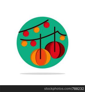 Decoration, Balls, Hanging, Lantern Abstract Circle Background Flat color Icon