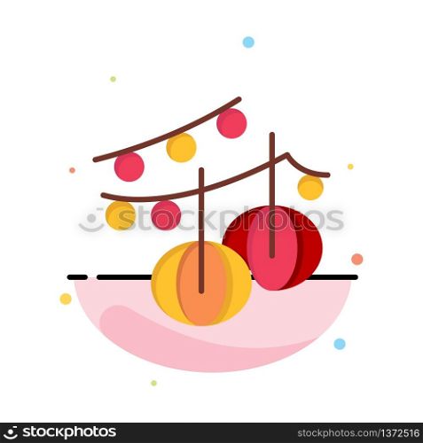 Decoration, Balls, Hanging, Lantern Abstract Flat Color Icon Template