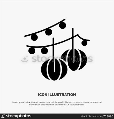 Decoration, Balls, Hanging, Lantern solid Glyph Icon vector