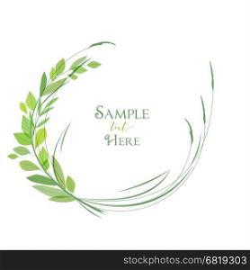 Decoration branches with leaves. Vector illustration of decoration branches with leaves and grass, nature background with place for text