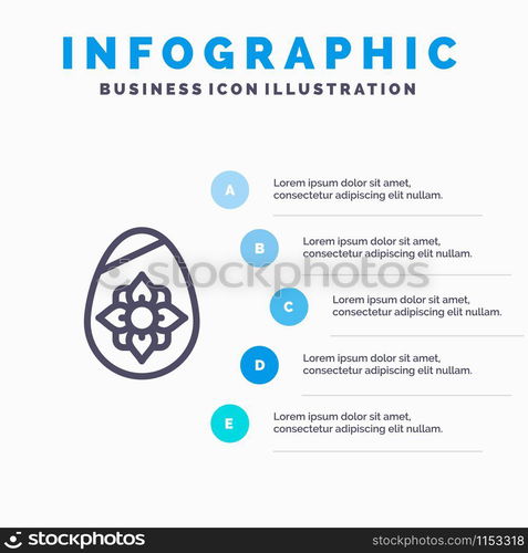 Decoration, Easter, Easter Egg, Egg Line icon with 5 steps presentation infographics Background