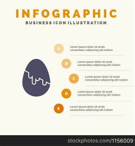 Decoration, Easter, Easter Egg, Egg Solid Icon Infographics 5 Steps Presentation Background