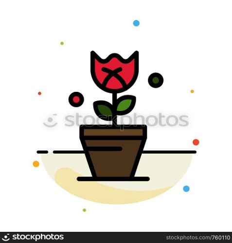 Decoration, Easter, Plant, Tulip Abstract Flat Color Icon Template