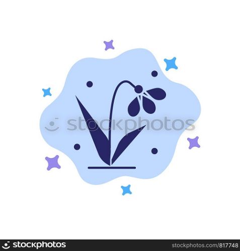 Decoration, Easter, Plant, Tulip Blue Icon on Abstract Cloud Background