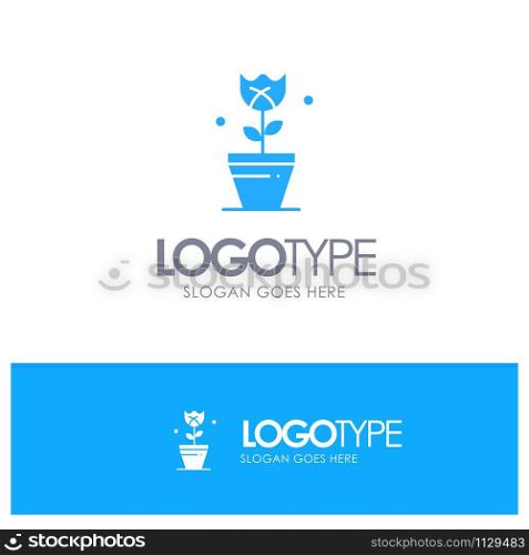 Decoration, Easter, Plant, Tulip Blue Solid Logo with place for tagline