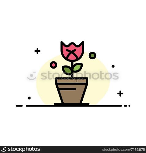 Decoration, Easter, Plant, Tulip Business Flat Line Filled Icon Vector Banner Template