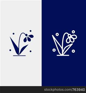 Decoration, Easter, Plant, Tulip Line and Glyph Solid icon Blue banner Line and Glyph Solid icon Blue banner