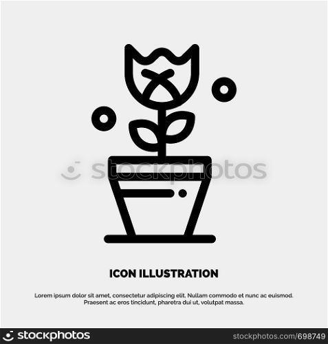 Decoration, Easter, Plant, Tulip Line Icon Vector