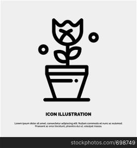 Decoration, Easter, Plant, Tulip Line Icon Vector