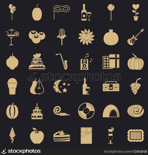Decoration icons set. Simple style of 36 decoration vector icons for web for any design. Decoration icons set, simple style