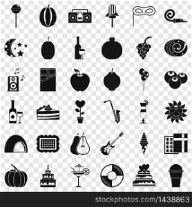 Decoration icons set. Simple style of 36 decoration vector icons for web for any design. Decoration icons set, simple style