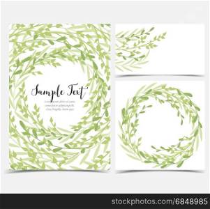 Decoration of branches and leaves. Vector illustration decoration of branches and leaves in a circle. Card invitations