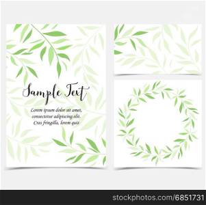 Decoration of branches and leaves. Vector illustration of decoration branches witt leaves. Set of greeting cards