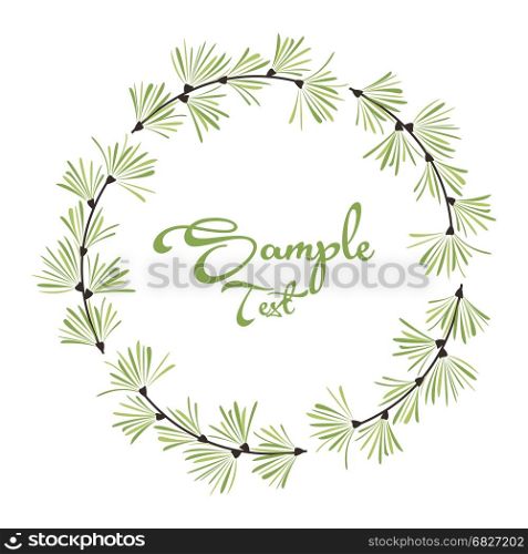 Decoration of pine branches. Vector illustration background with pine. Decoration of tree branches.