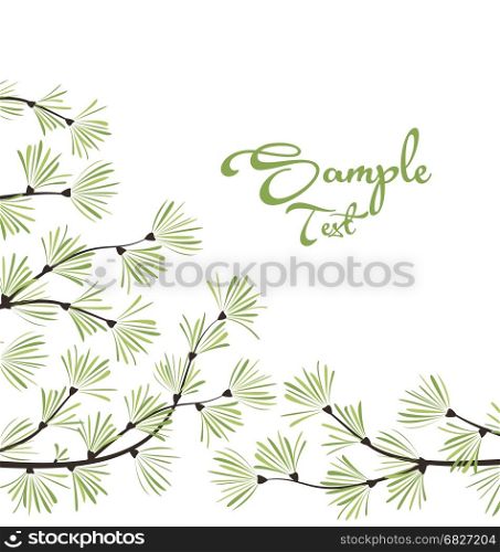 Decoration of pine branches. Vector illustration background with pine. Decoration of tree branches.