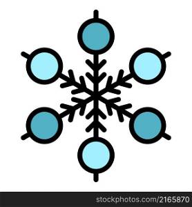 Decoration snowflake icon. Outline decoration snowflake vector icon color flat isolated. Decoration snowflake icon color outline vector