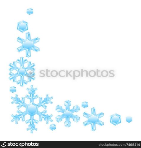 Decoration with crystal snowflakes. Background for Merry Christmas and Happy New Year.. Decoration with crystal snowflakes.