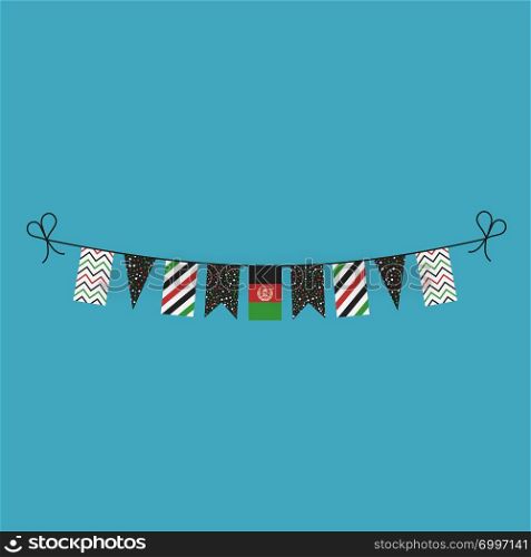 Decorations bunting flags for Afghanistan national day holiday in flat design. Independence day or National day holiday concept.