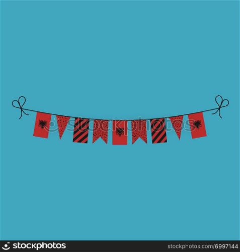 Decorations bunting flags for Albania national day holiday in flat design. Independence day or National day holiday concept.