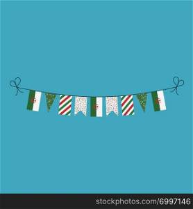 Decorations bunting flags for Algeria national day holiday in flat design. Independence day or National day holiday concept.